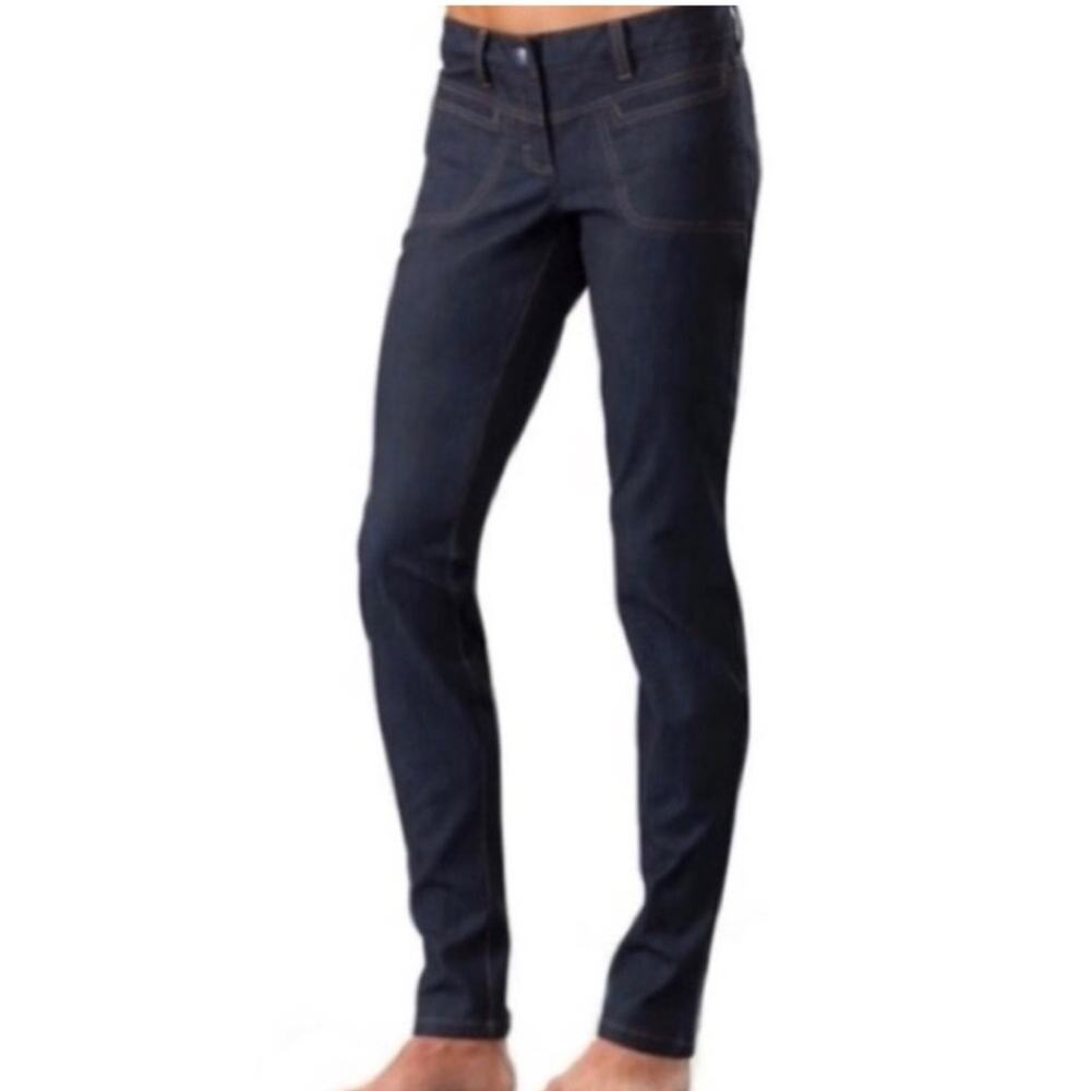 Athleta Jeans Dry Dripper Mid Rise Flap Pocket Dark Wash Yoga Women’s 4T Tall